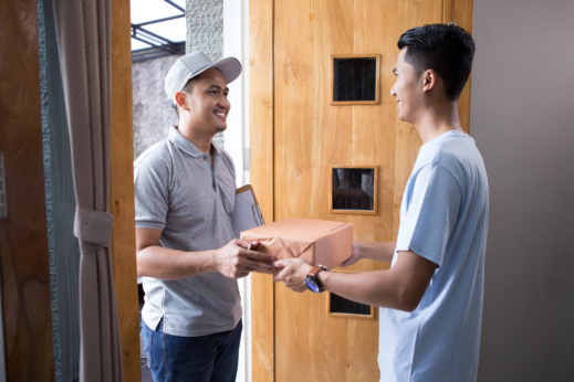 image of delivery guy and the customer