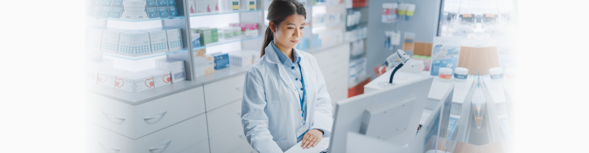 nurse using a computer