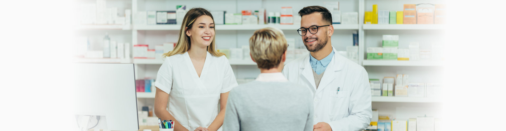 two nurse talking to customer