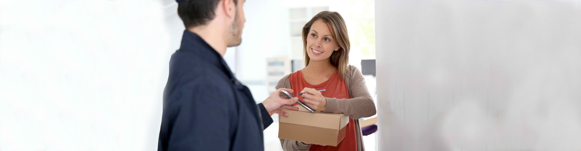 image of a customer receiving her package