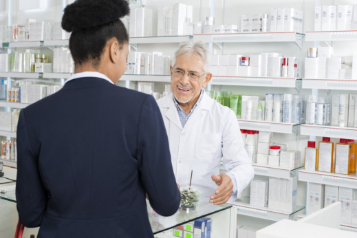 image of the pharmacist and the client